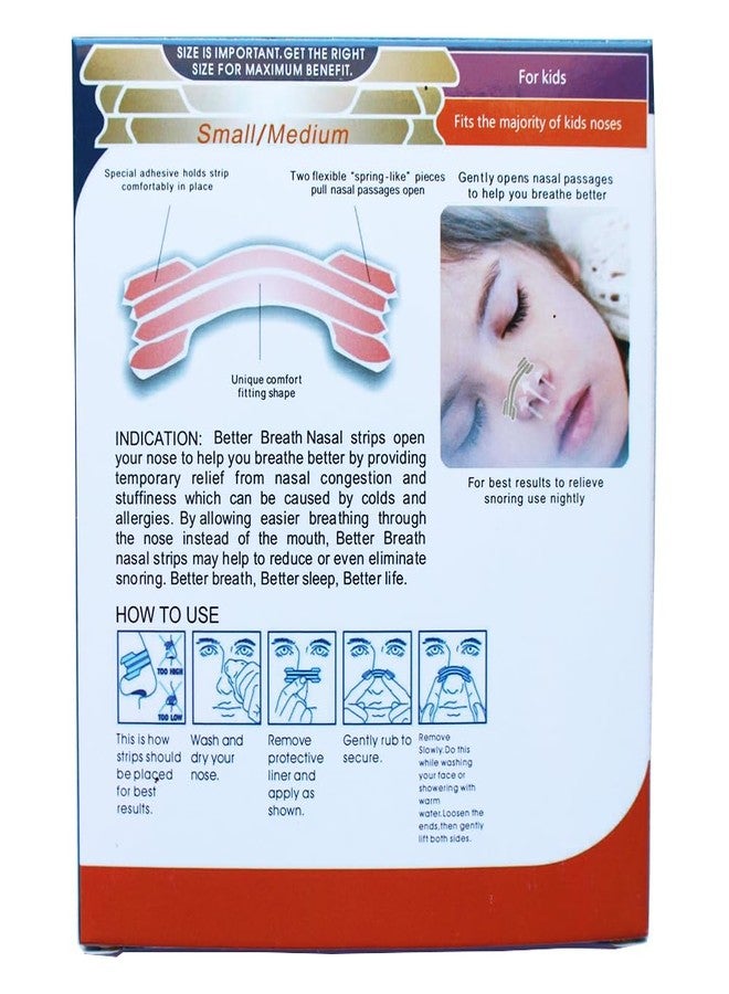 JERN 60 Count Natural Kids Nasal Strips - Better Breath Drug-Free Relief for Congestion, Allergies, Colds, Flu, Sinus, Snoring, Deviated Septum - Athletic Performance Nose Strips - Ages 5+ - Image 2